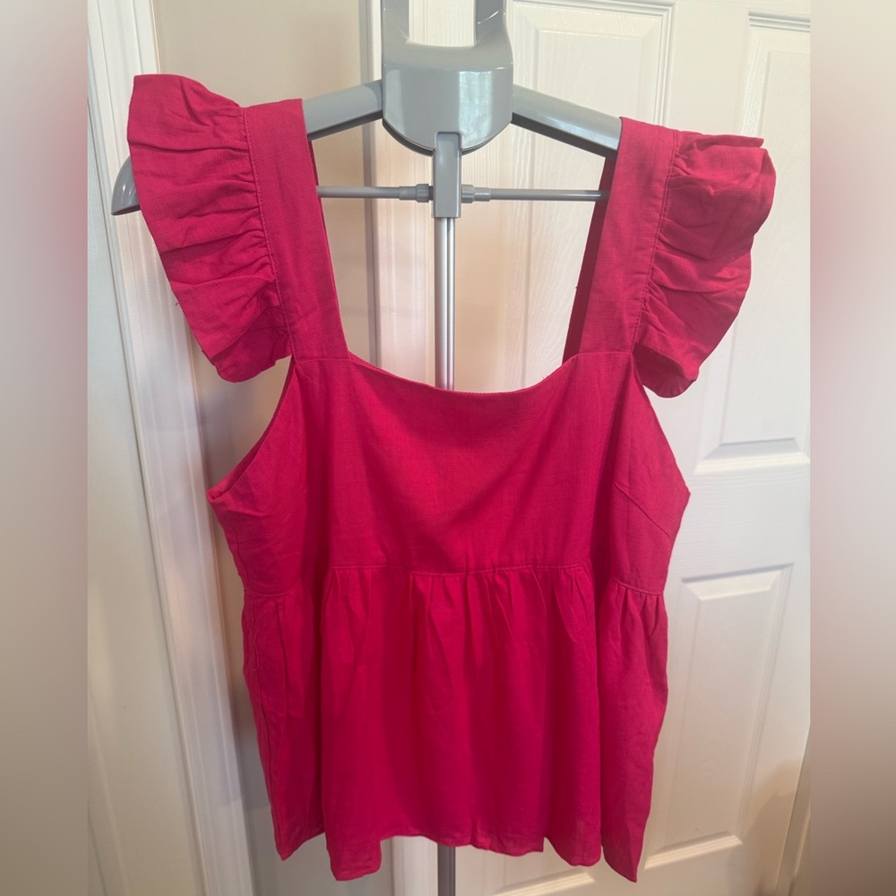 Umgee Pink Ruffle Sleeve Top NWT
